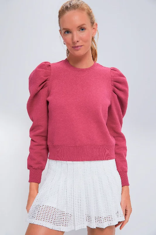 Heathered Pink Puff Sleeve Maisie Pullover Halter Neck Top