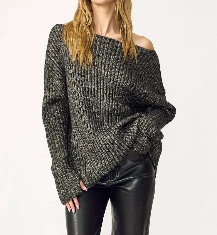 Hudson Pullover In Black Marl Turtleneck Warm Pullover