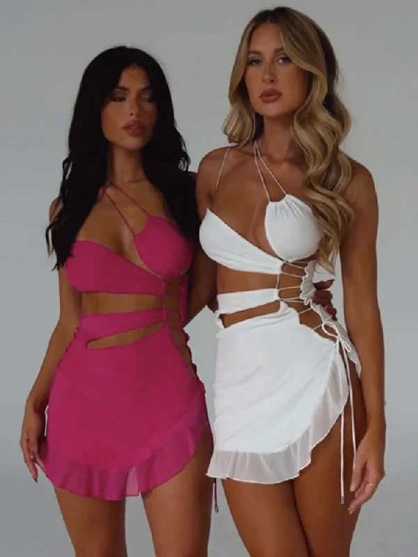 Irregular Hollow Out Sexy Mini Dress For Women Robe Summer New Strapless Sleeveless Backless Bodycon Club Party Dress Tunics Cozy soft Irregular Hollow Out Sexy Mini Dress For Women Robe Summer New Strapless Sleeveless Backless Bodycon Club Party Dress Tunics Cozy soft