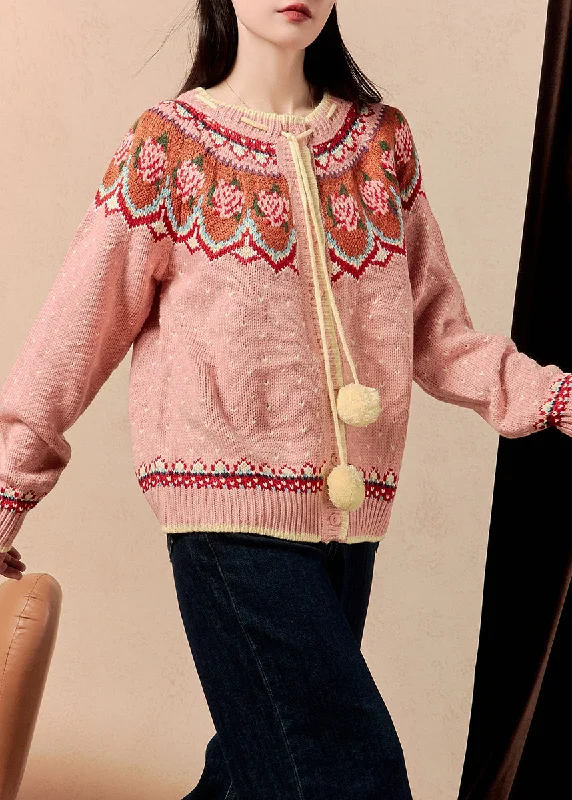 Jacquard Pink Button Lace Up Knit Cardigan Winter Button Cardigan Zip Cardigan Pullover Cardigan Jacquard Pink Button Lace Up Knit Cardigan Winter Button Cardigan Zip Cardigan Pullover Cardigan