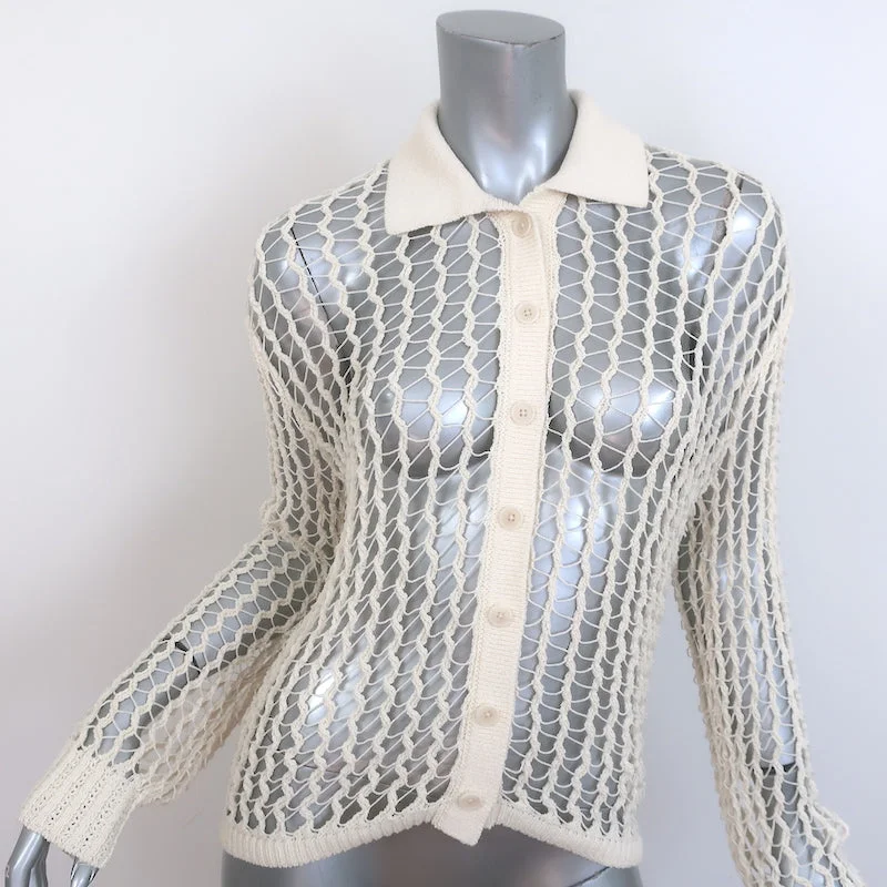 Jonathan Simkhai Luza Open Knit Cardigan Ivory Cotton-Blend Size Small Satin Fabric Silk Fabric Chiffon Fabric Jonathan Simkhai Luza Open Knit Cardigan Ivory Cotton-Blend Size Small Satin Fabric Silk Fabric Chiffon Fabric