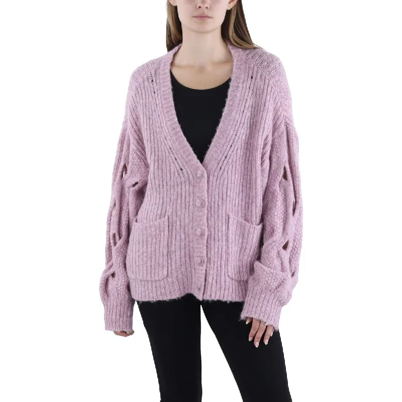 Jonathan Simkhai Womens Reagan Heathered Button Front Cardigan Sweater Open Front Closed Front Wrap Front Jonathan Simkhai Womens Reagan Heathered Button Front Cardigan Sweater Open Front Closed Front Wrap Front