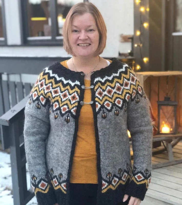 Jonsok - Grey Heather Lettlopi wool cardigan - Knitting Kit Iron Safe Non-Iron Wrinkle Free Jonsok - Grey Heather Lettlopi wool cardigan - Knitting Kit Iron Safe Non-Iron Wrinkle Free