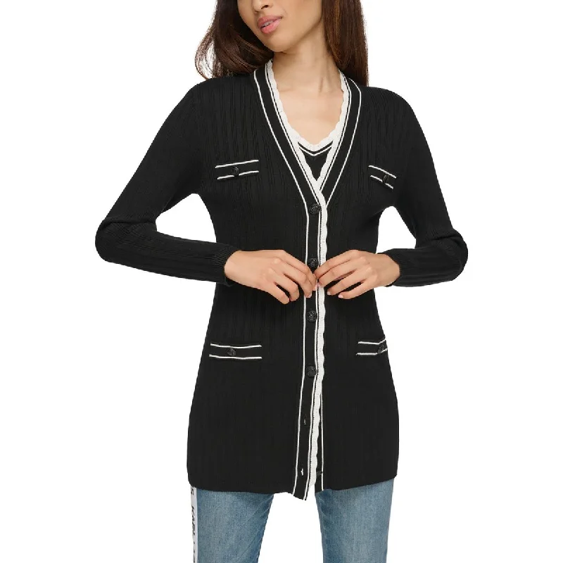 Karl Lagerfeld Paris Womens Lace Trim Button Down Cardigan Sweater Stylish Fashionable Trendy Karl Lagerfeld Paris Womens Lace Trim Button Down Cardigan Sweater Stylish Fashionable Trendy