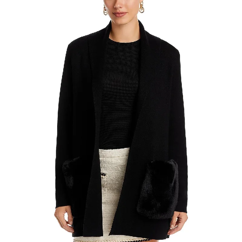 Kobi Halperin Womens Wool Blend Long Sleeves Cardigan Sweater Real Fur Shearling Chenille Kobi Halperin Womens Wool Blend Long Sleeves Cardigan Sweater Real Fur Shearling Chenille