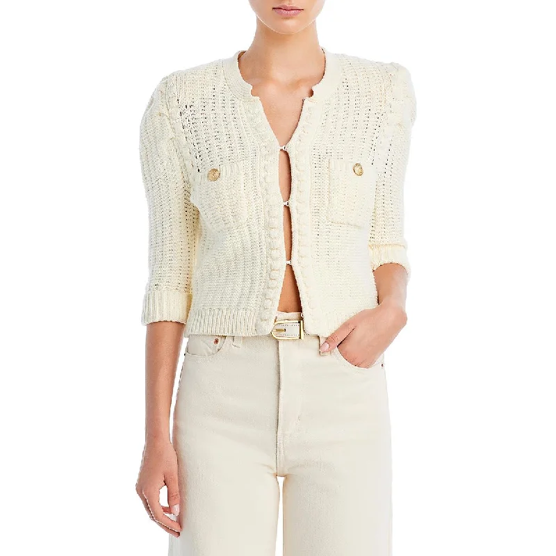 L’Agence Womens Delilah Knit 3/4 Sleeves Cardigan Sweater Crew Neck V-Neck Turtle Neck L’Agence Womens Delilah Knit 3/4 Sleeves Cardigan Sweater Crew Neck V-Neck Turtle Neck