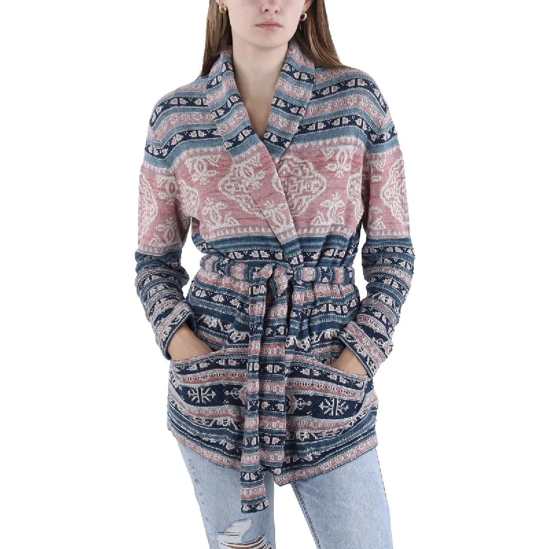 Lauren Ralph Lauren Womens Aztec Print Linen Cardigan Sweater Polka Dot Checkered Tartan Lauren Ralph Lauren Womens Aztec Print Linen Cardigan Sweater Polka Dot Checkered Tartan