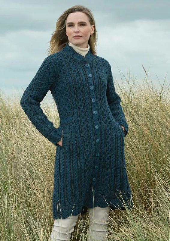 Aran Crafts Scallop Edge Coat | Mallard Boat Neck Jacket Square Neck Jacket One-Shoulder Jacket Aran Crafts Scallop Edge Coat | Mallard Boat Neck Jacket Square Neck Jacket One-Shoulder Jacket