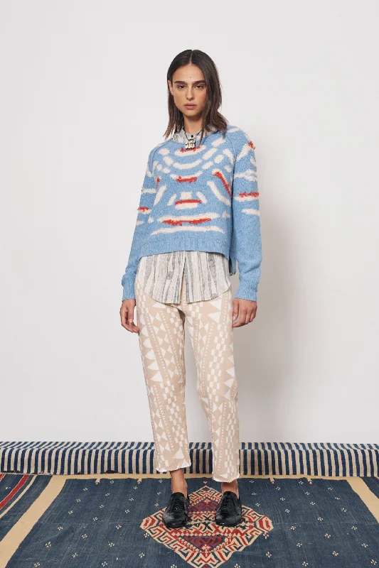 Light Denim and Chalk Zuri Pullover Leg Sleeve Comfort