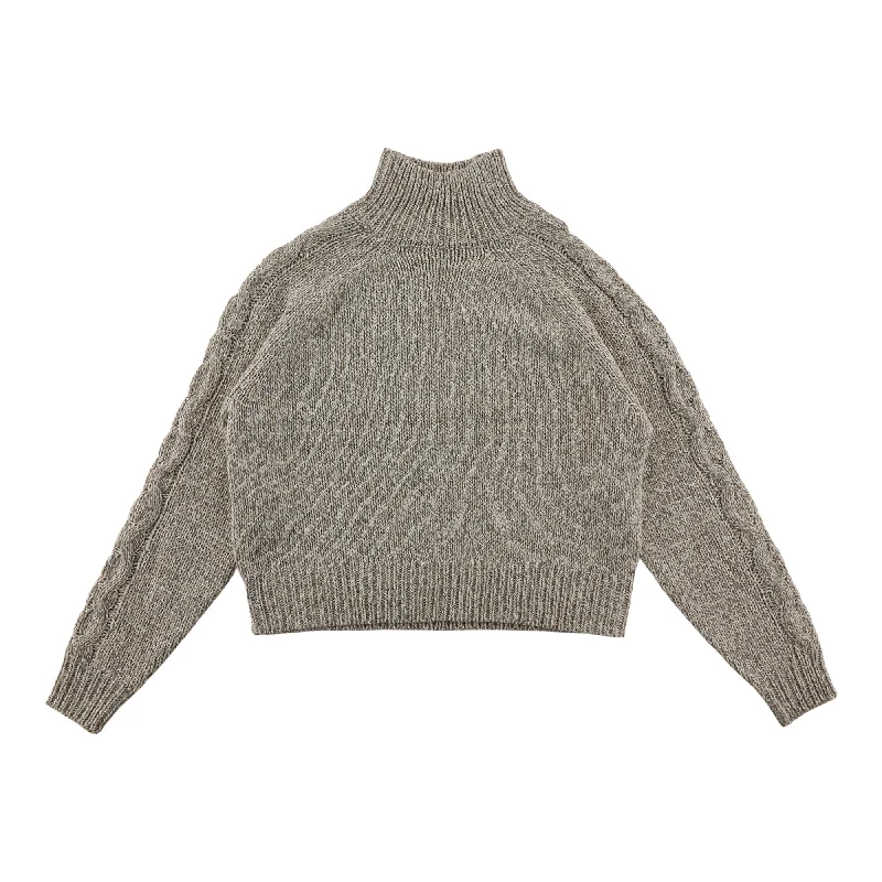 lily morgan Women's Mock-Neck Cable Sleeve Pullover Bolero Style Sweater