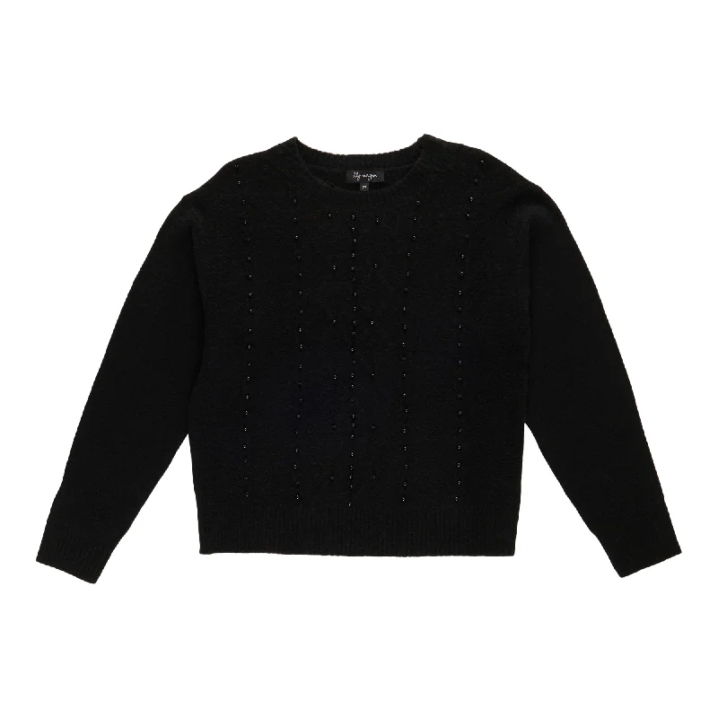 lily morgan Women's Pearl Cable Front Pullover Long Bell Sleeve