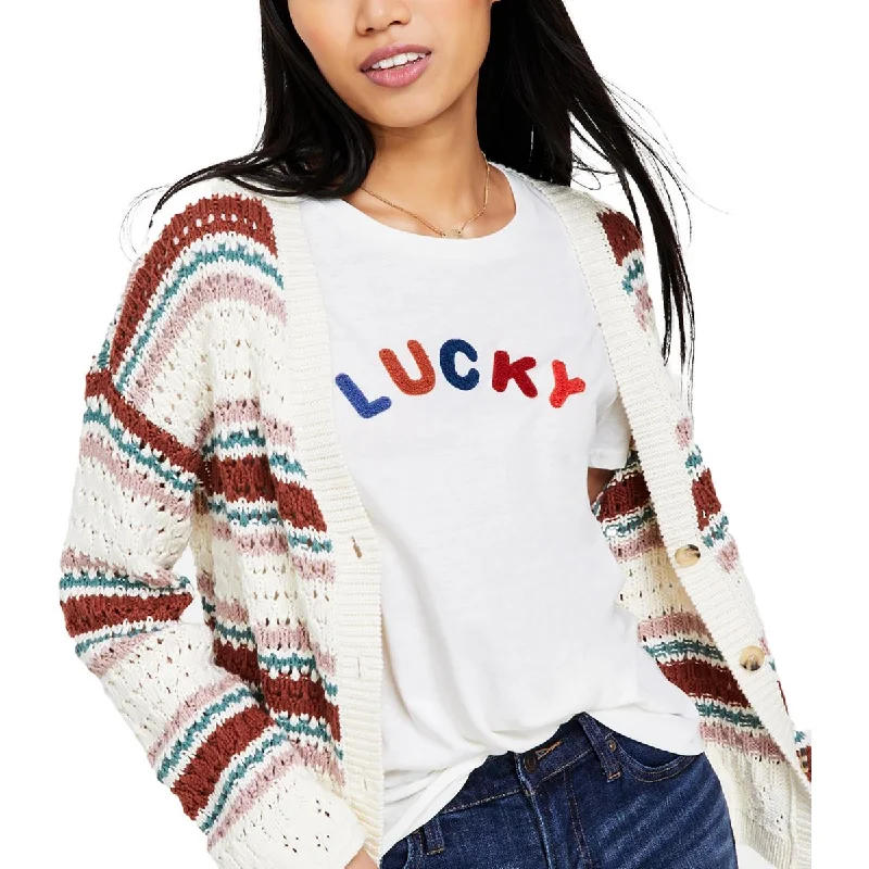 Lucky Brand Womens Knit Button Up Cardigan Sweater Notch Collar Peter Pan Collar Cowl Neck Lucky Brand Womens Knit Button Up Cardigan Sweater Notch Collar Peter Pan Collar Cowl Neck