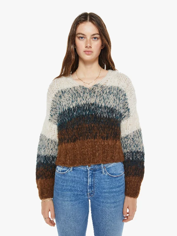 Maiami Alpaca Ombre V-Neck Pullover - Brown Ombre Long Sleeve Pullover