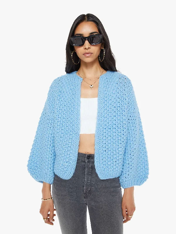 Maiami Alpaca Pearl Pattern Bomber Cardigan - Alaskan Blue Beaded Cardigan Sequined Faux Fur Maiami Alpaca Pearl Pattern Bomber Cardigan - Alaskan Blue Beaded Cardigan Sequined Faux Fur