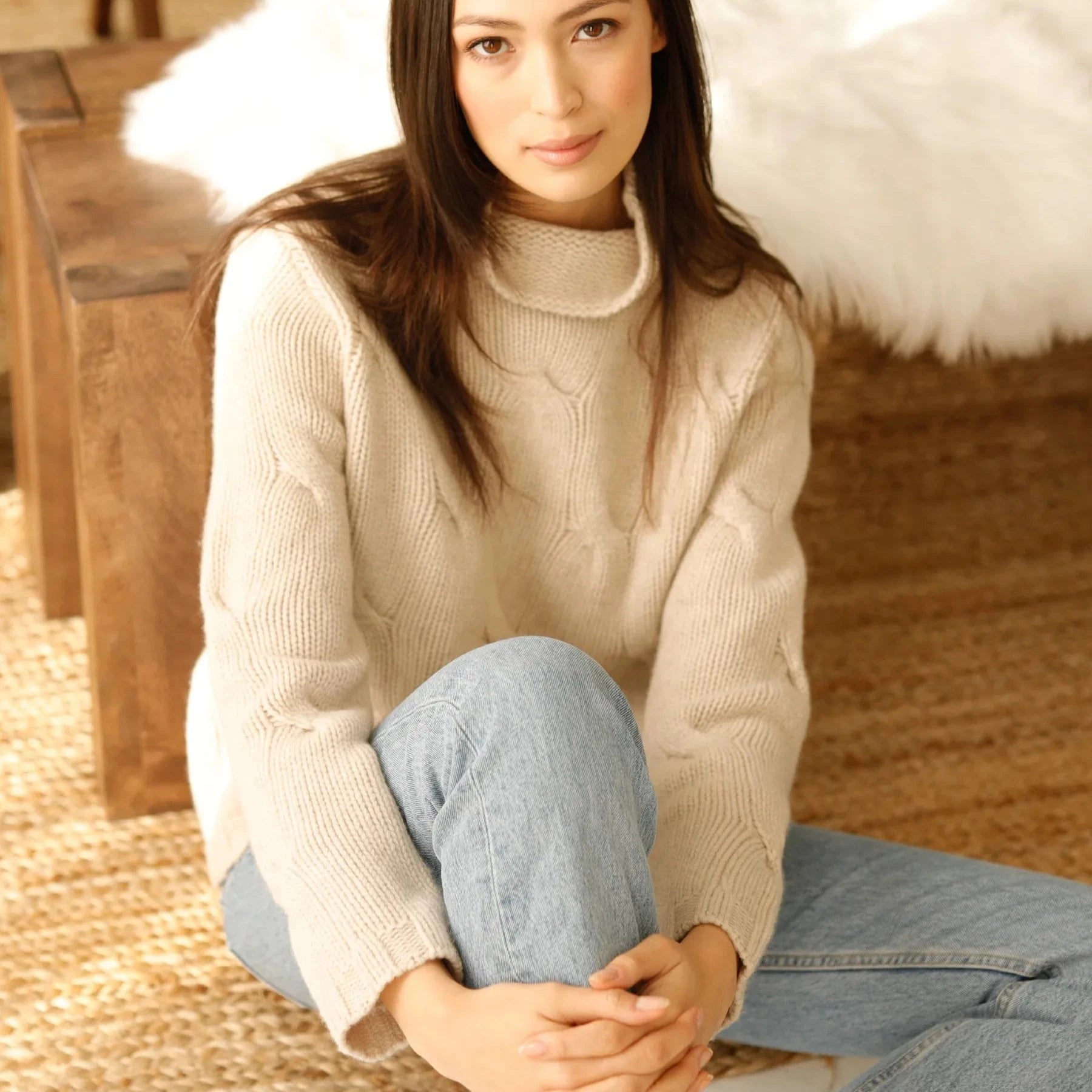 Alashan Modern Cable Pullover Boat Neck Sweater