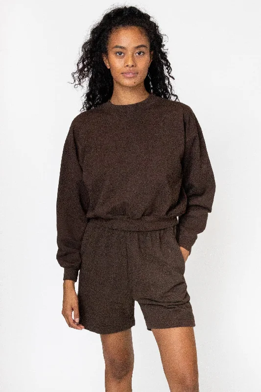 MWT06GD - Garment Dyed Cropped Mock Neck French Terry Pullover Elbow Length Sleeve