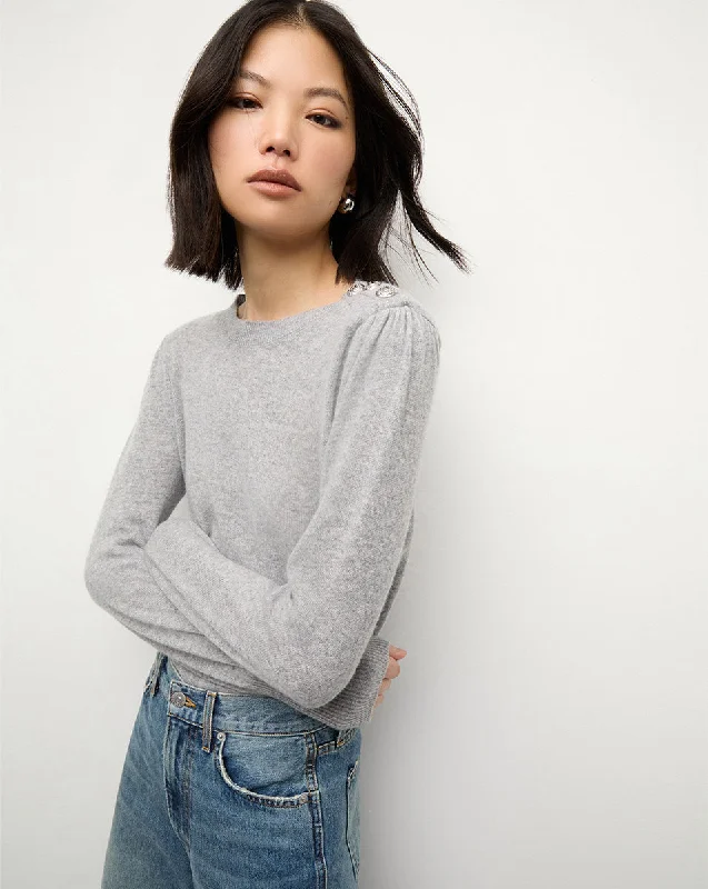 Nelia Cashmere Pullover | Button Accent Cable Knit Chunky