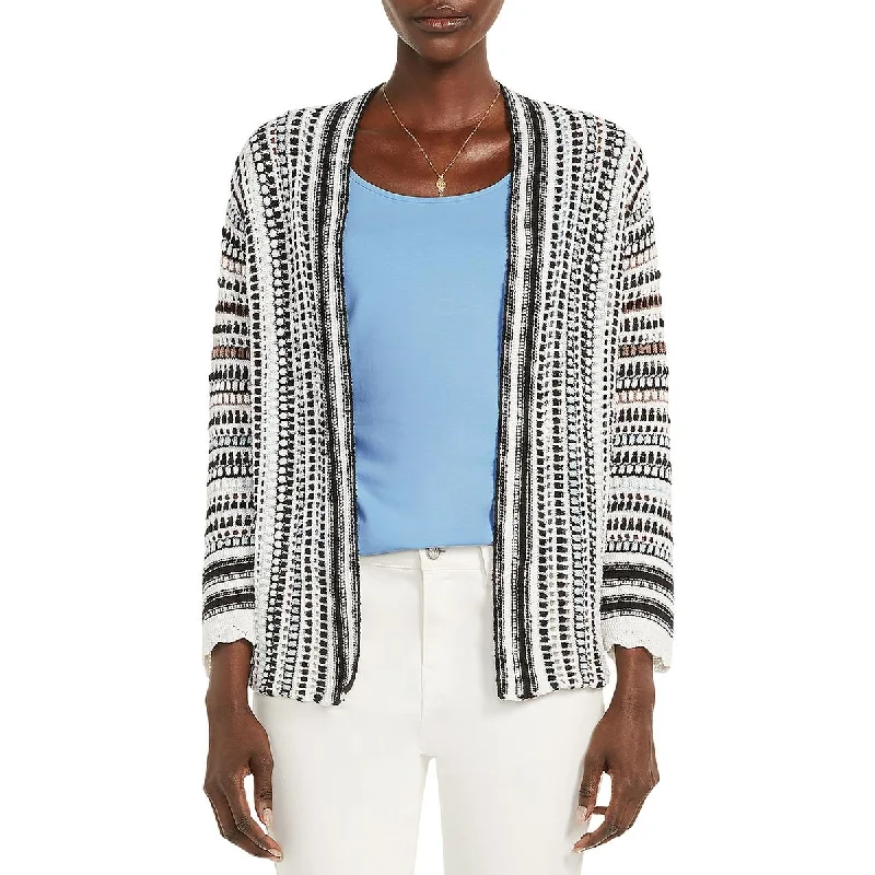 Nic + Zoe Womens Cotton Blend Striped Cardigan Sweater Knit Fabric Woven Fabric Fleece Fabric Nic + Zoe Womens Cotton Blend Striped Cardigan Sweater Knit Fabric Woven Fabric Fleece Fabric