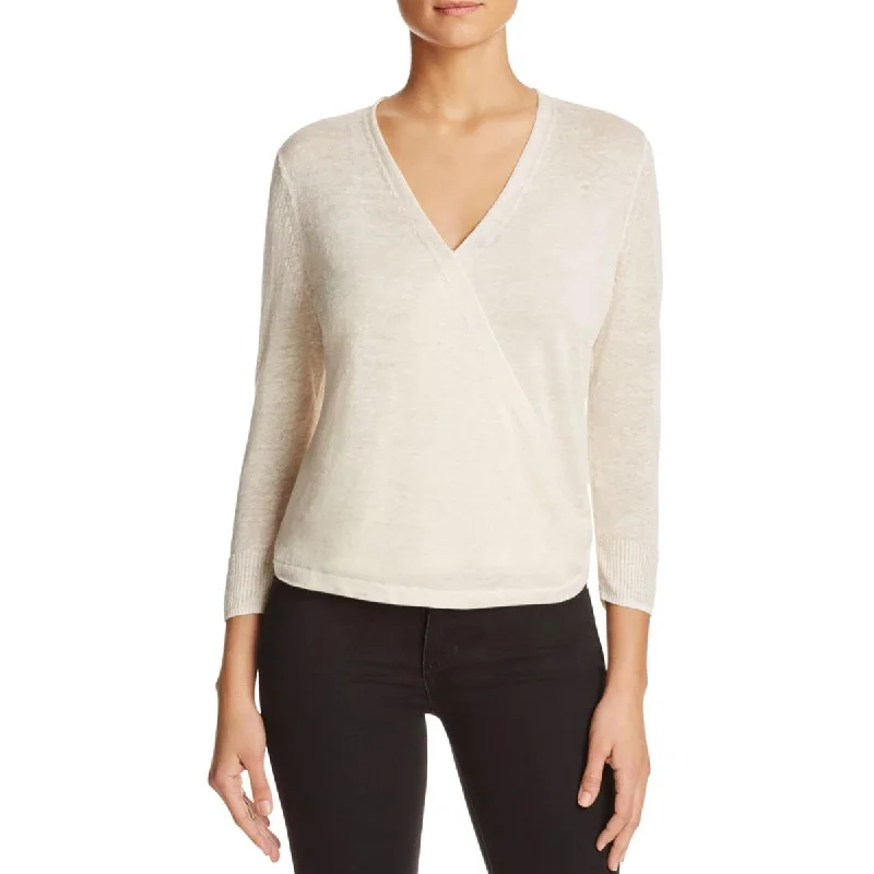 Nic + Zoe Womens Linen Drapey Cardigan Sweater Spandex Rayon Corduroy
