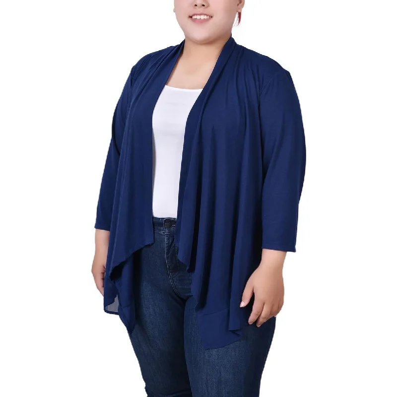 NY Collection Womens Plus Open Front 3/4 Sleeve Cardigan Sweater Front Pockets Side Pockets Patch Pockets NY Collection Womens Plus Open Front 3/4 Sleeve Cardigan Sweater Front Pockets Side Pockets Patch Pockets