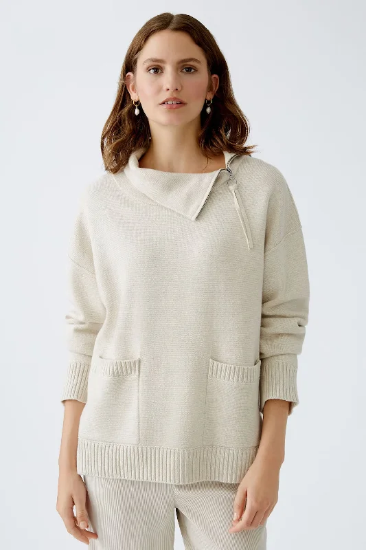 Oui Mockneck Pullover Short Sleeve Top
