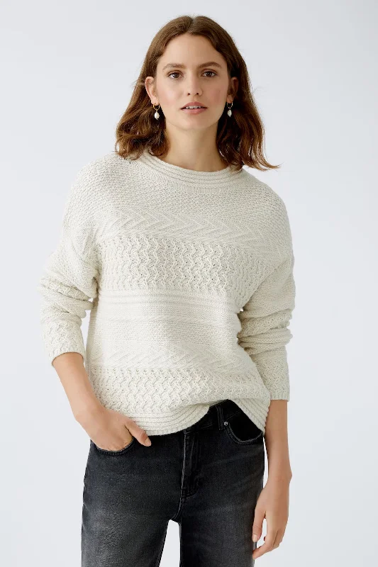 Oui Textured Knit Pullover Box Sleeve Comfort
