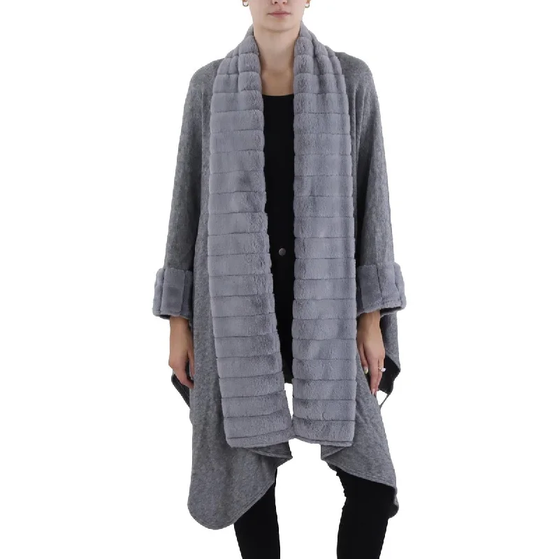 PLM Womens Cape Faux Fur Trim Cardigan Sweater Chenille Fabric Brocade Fabric Lace Fabric PLM Womens Cape Faux Fur Trim Cardigan Sweater Chenille Fabric Brocade Fabric Lace Fabric
