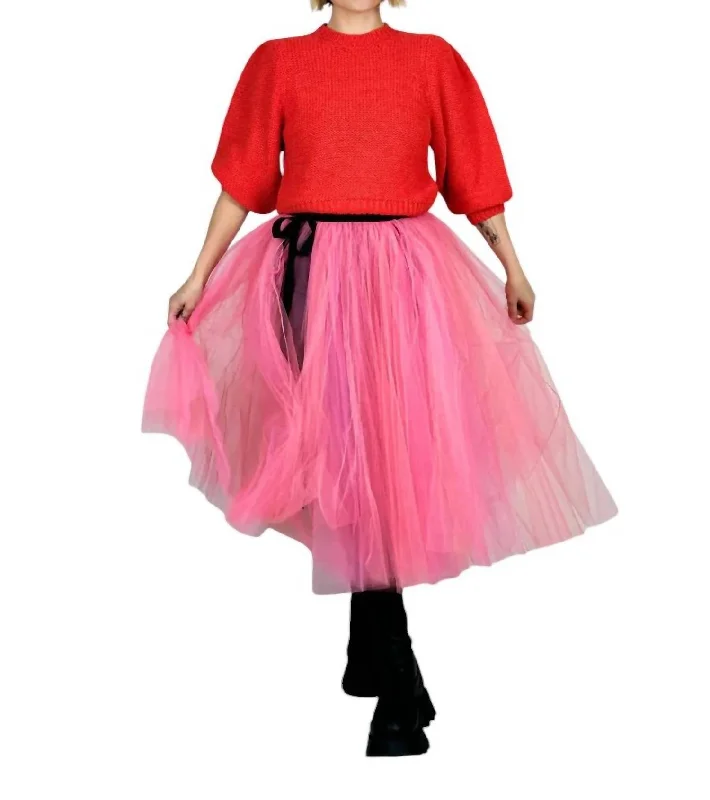 Pullover 7/8 Puff Sleeve Jumper In Soft Tomato Slit Sleeve Stylish