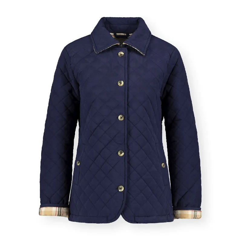 Quilted Riding Coat Shawl Collar Notch Collar Lapel Collar