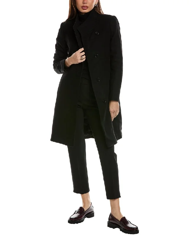 Reiss Mia Mid-Length Wool-Blend Coat Plaid Tartan Floral