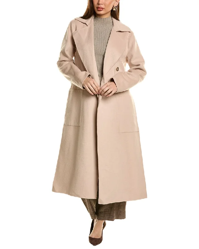 Reiss Sasha Wool-Blend Coat Tweed Herringbone Houndstooth