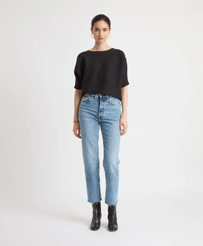 Ribbed Short Sleeve Pullover Open Front Cardigan