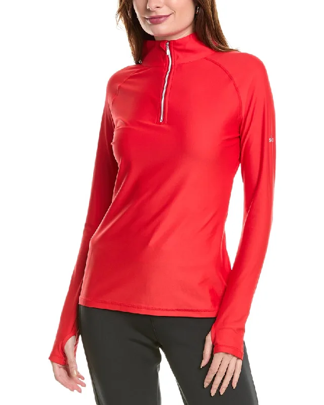 SKEA Annie Solid Zip Neck Pullover Tapered Sleeve Pullover