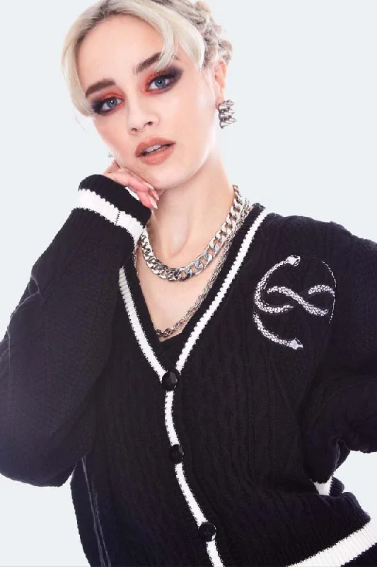 Snake Infinity Symbol Cardigan Chenille Blend Fleece Blend Nylon Blend