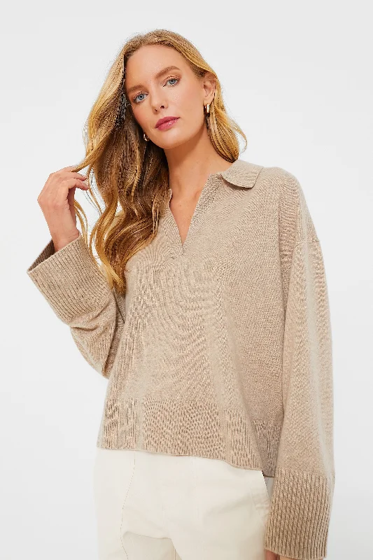 Stone Cashmere Ally Polo Pullover Cap Sleeve Casual