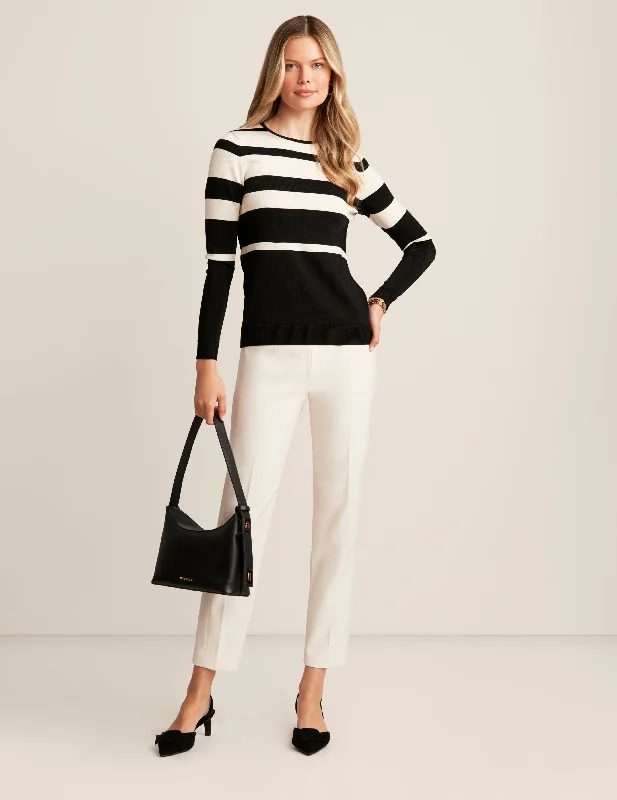 Striped Crew Neck Pullover Hooded Pullover Sweater