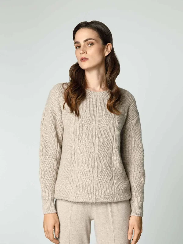 Cashmere pullover with textured knit One Shoulder Top