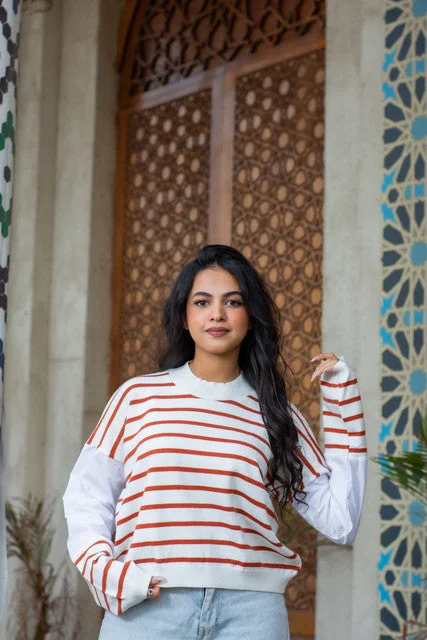 Stylish Poplin Knit Pullover - Keen Over Sleeve Pullover