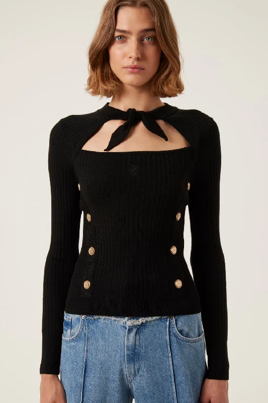 Pullover Manta Black Sheath Sleeve Elegant