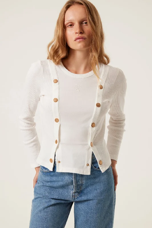 Pullover Tima White Boat Neck Sweater