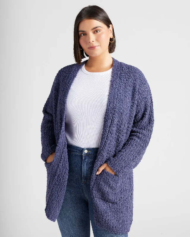 Plus Size Two Pocket Popcorn Cardigan Rayon Fabric Velvet Fabric Corduroy Fabric