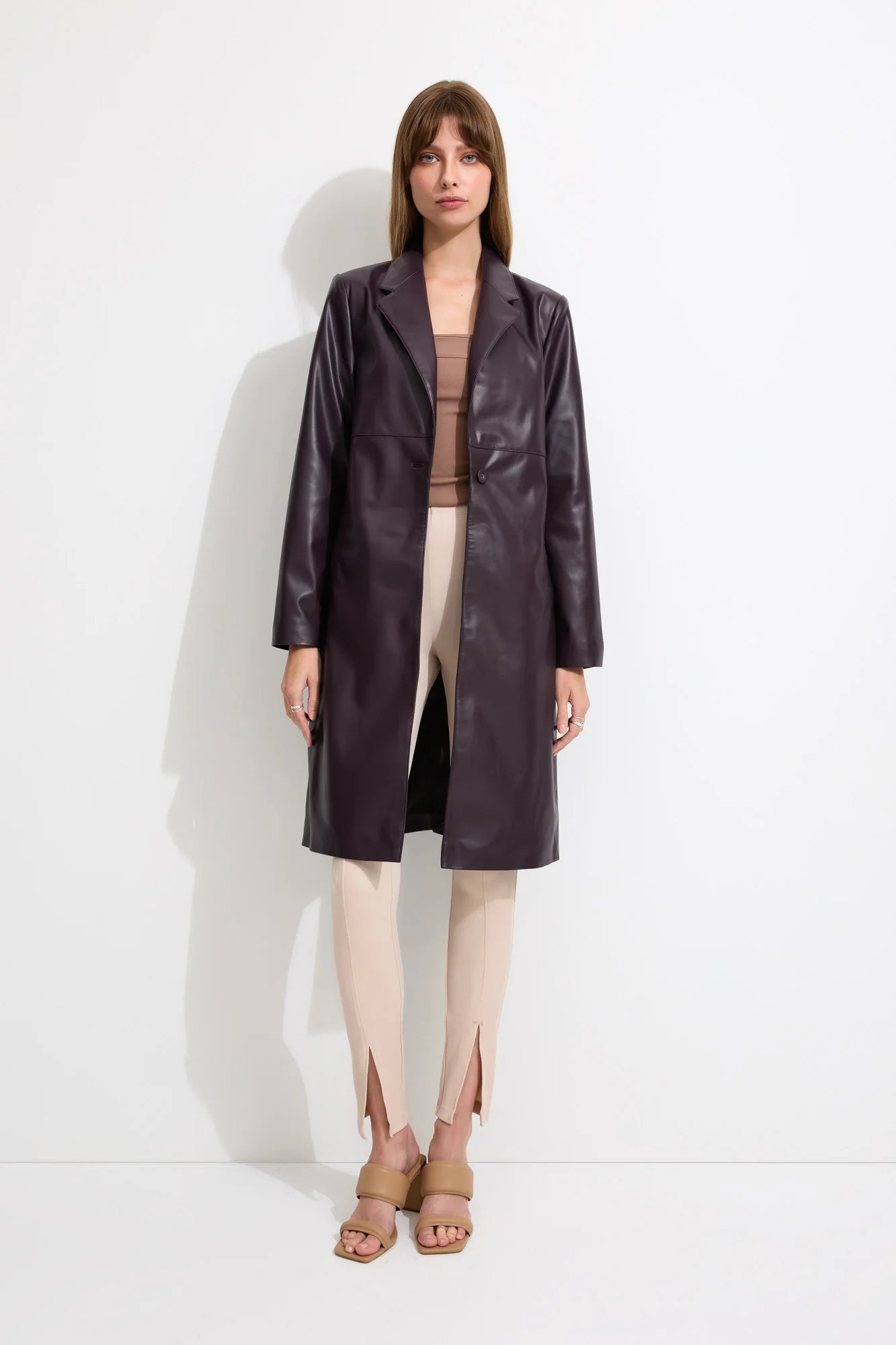 Mack Trench Coat | Aubergine Cotton Linen Terry
