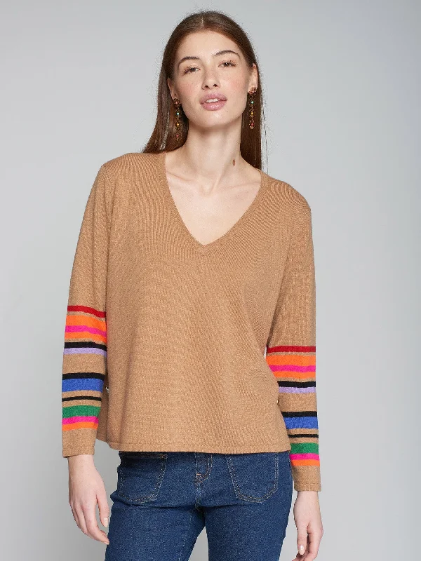 Vilagallo Knitwear Side Button Pullover Beige Chenille Soft Sweater