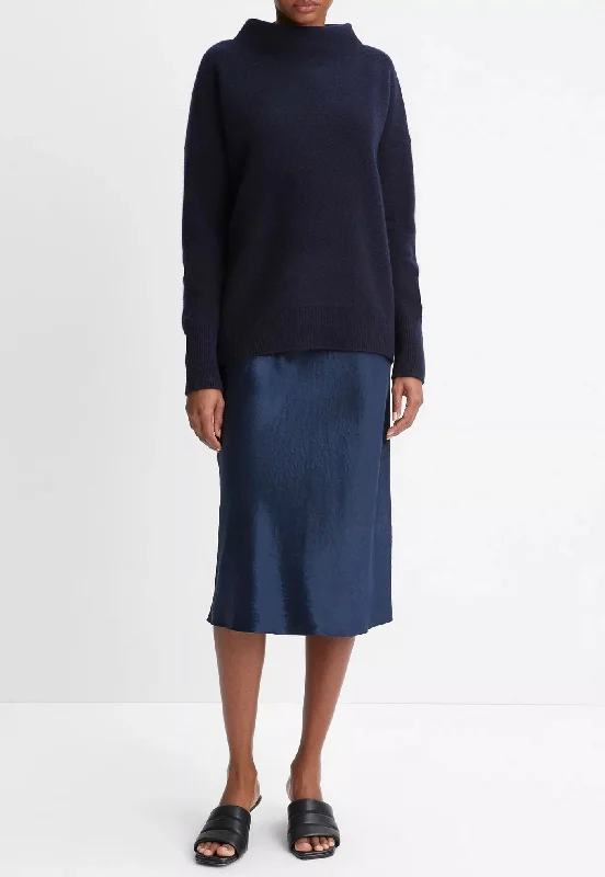 Boiled Funnel Neck Pullover - Coastal Blue Slim Sleeve Pullover