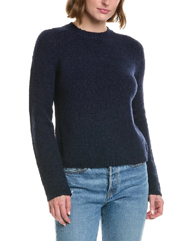 Vince Pebbled Crewneck Pullover Plunging Neck Pullover
