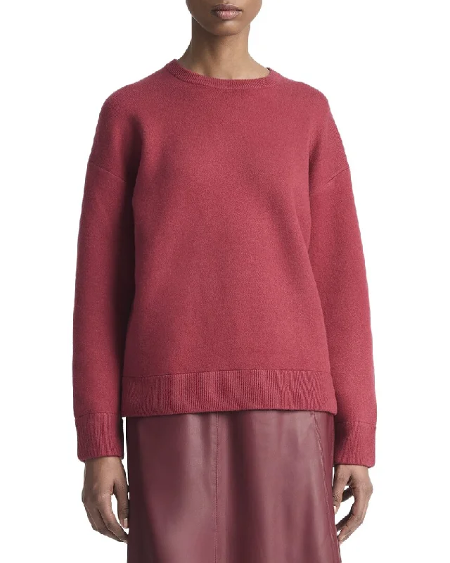 Vince Structured Crewneck Wool-Blend Pullover Set Sleeve Pullover