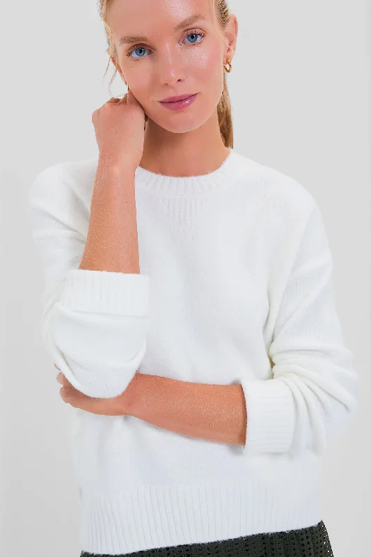 White Faris Pullover Crew Neck Wool