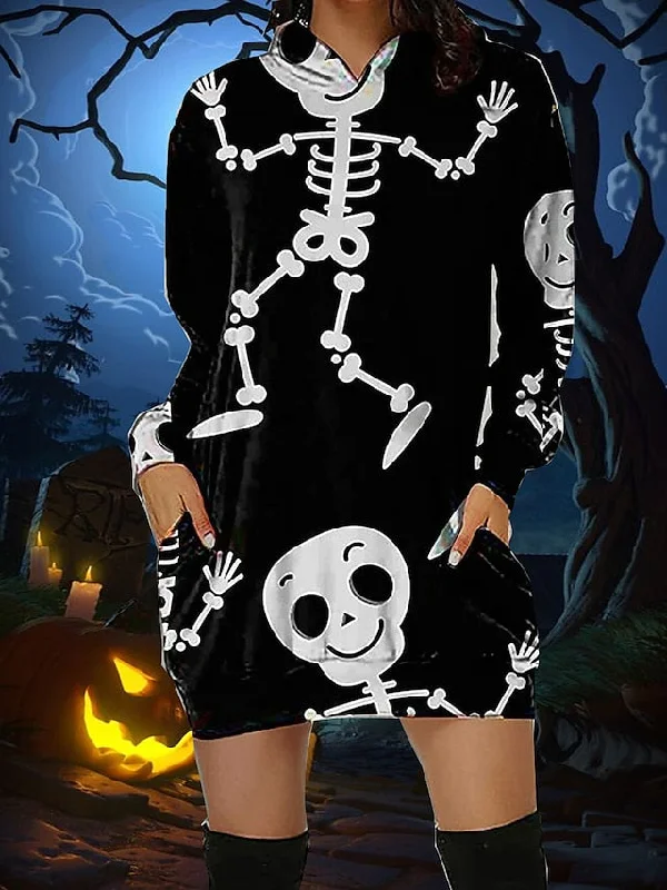 Women‘s Halloween Dress Casual Dress Hoodie Dress Mini Dress Fashion Daily Outdoor Vacation V Neck Pocket Print Skull Pumpkin Spider Loose Fit Black White Red S M L XL XXL Tunics Ceremony elegant Women‘s Halloween Dress Casual Dress Hoodie Dress Mini Dress Fashion Daily Outdoor Vacation V Neck Pocket Print Skull Pumpkin Spider Loose Fit Black White Red S M L XL XXL Tunics Ceremony elegant