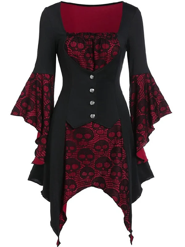 Women‘s Halloween Dress Lace Dress A Line Dress Short Mini Dress Green Purple Wine Long Sleeve Print Lace Patchwork Print Fall Winter V Neck Hot Vintage Slim 2023 S M L XL XXL / Party Dress Tunics Bestseller popular Women‘s Halloween Dress Lace Dress A Line Dress Short Mini Dress Green Purple Wine Long Sleeve Print Lace Patchwork Print Fall Winter V Neck Hot Vintage Slim 2023 S M L XL XXL / Party Dress Tunics Bestseller popular