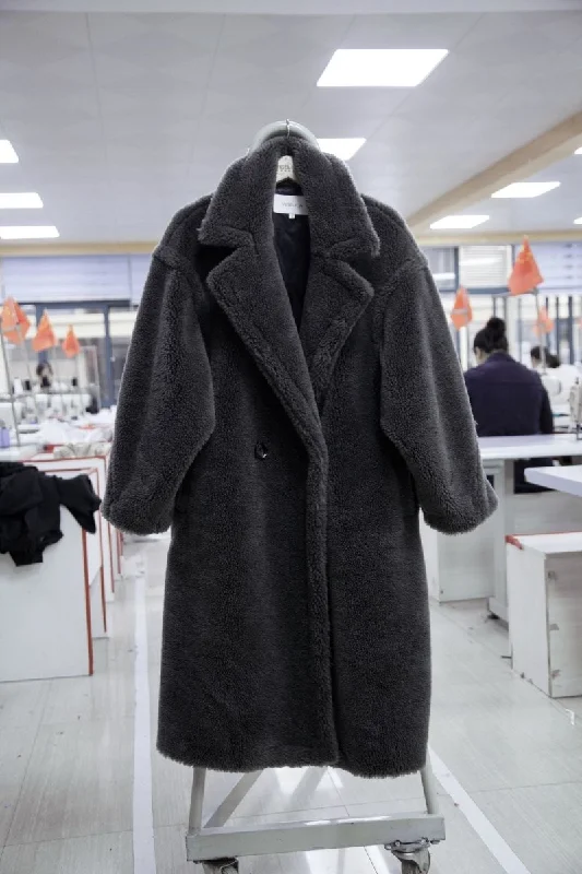 Elegant Gray Woolen Coats For Women - Loose Fit, Long Sleeve, Available In Sizes S, M, L Blazer Duffle Coat Pea Coat Elegant Gray Woolen Coats For Women - Loose Fit, Long Sleeve, Available In Sizes S, M, L Blazer Duffle Coat Pea Coat